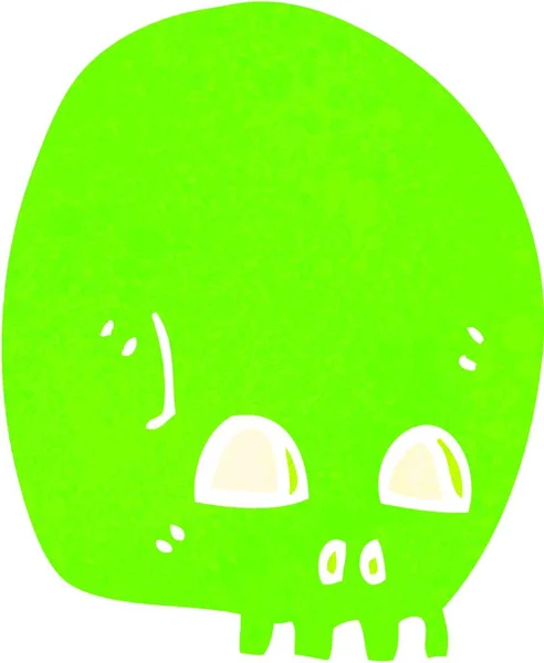 Retro Dessin Animé Rougeoyant Crâne Vert Symbole — Image vectorielle