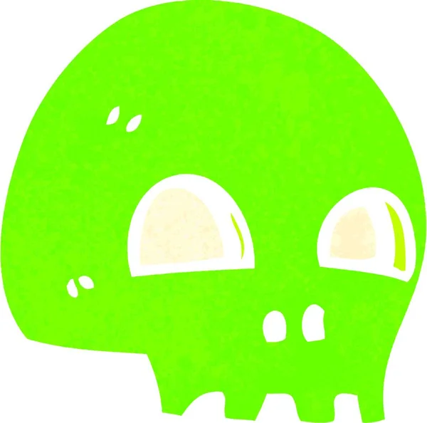 Retro Rajzfilm Izzó Zöld Koponya Szimbólum — Stock Vector