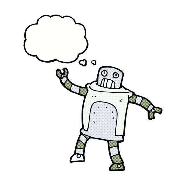 Robot Dibujos Animados Con Burbuja Pensamiento — Vector de stock