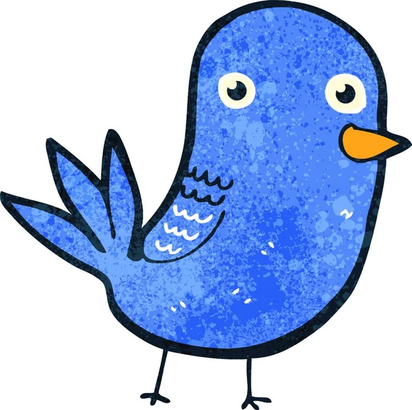 Niebieski Ptak Retro Kreskówki — Wektor stockowy