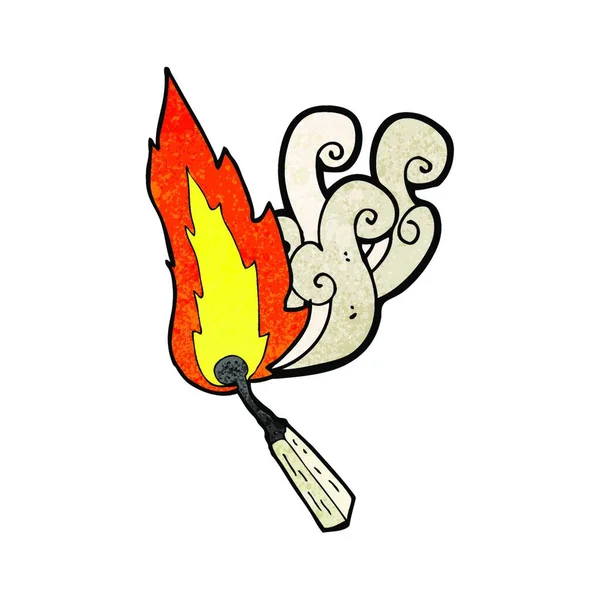 Cartoon Burning Match Illustration White Background — Stock Vector