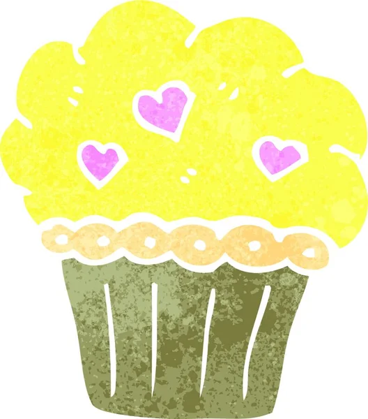 Retro Cartoon Muffin Illustratie Witte Achtergrond — Stockvector