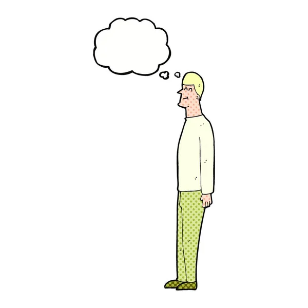 思考バブルを持つ漫画の背の高い男 — ストックベクタ