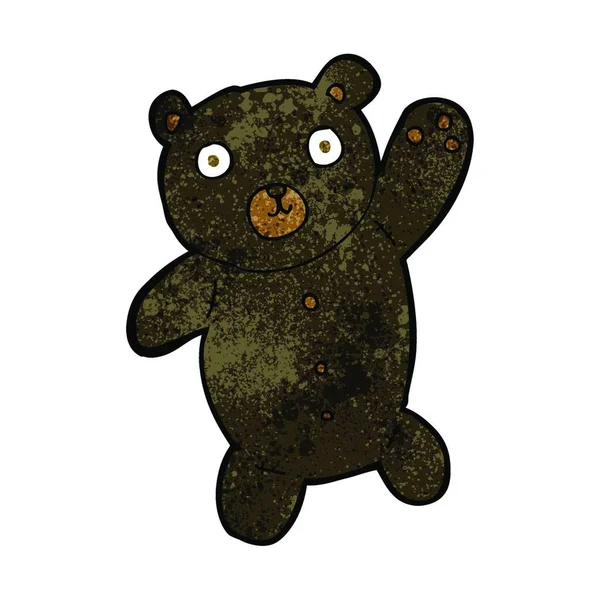 Desenho Animado Bonito Urso Pelúcia Preto —  Vetores de Stock
