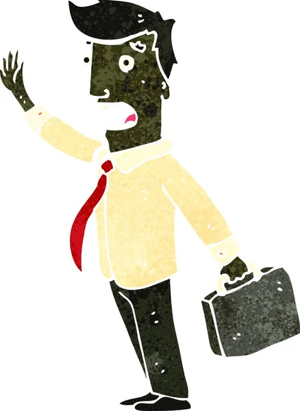 Caricature Rétro Souligné Homme Affaires — Image vectorielle