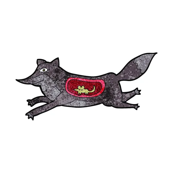 Zeichentrickwolf Mit Maus Bauch — Stockvektor