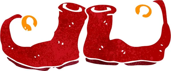Retro Cartoon Christmas Elf Shoes — Stock Vector