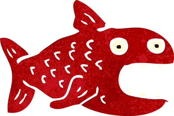 Retro Cartoon Fisch Illustration Auf Weißem Hintergrund — Stockvektor