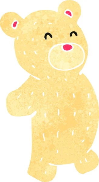 Ретро Мультфильм Милый Белый Медведь Тедди — стоковый вектор