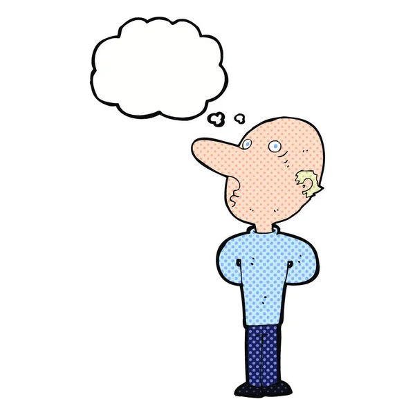 Cartoon Balding Man Thought Bubble — Stock Vector