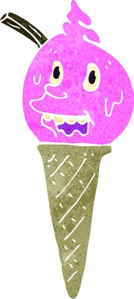 Cono Helado Fusión Dibujos Animados Retro — Archivo Imágenes Vectoriales