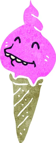 Retro Cartoon Melting Ice Cream Cone — Stock Vector