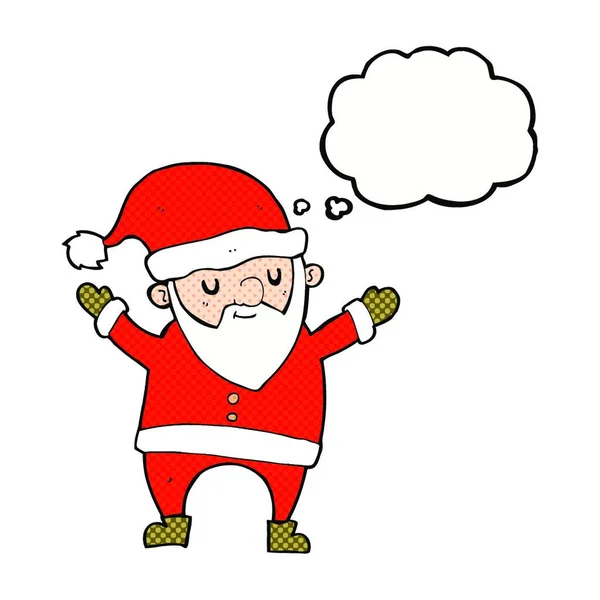 Cartoon Tanzt Weihnachtsmann Mit Gedankenblase — Stockvektor