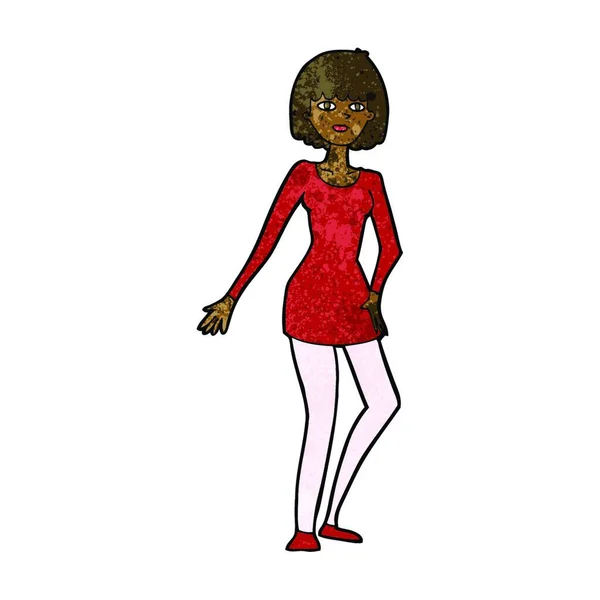 Femme Dessin Animé Robe — Image vectorielle