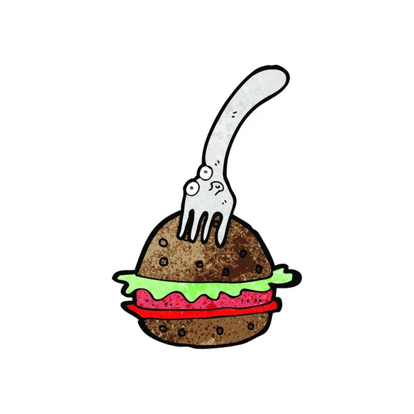 Cartoon Fork Burger — Stock Vector