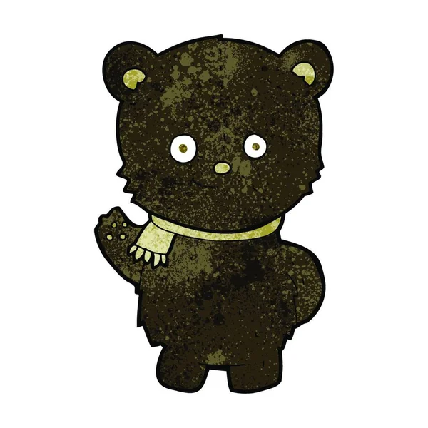 かわいい黒クマが手を振って — ストックベクタ