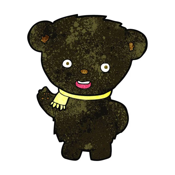 Мультяшний Чорний Ведмідь Махає — стоковий вектор