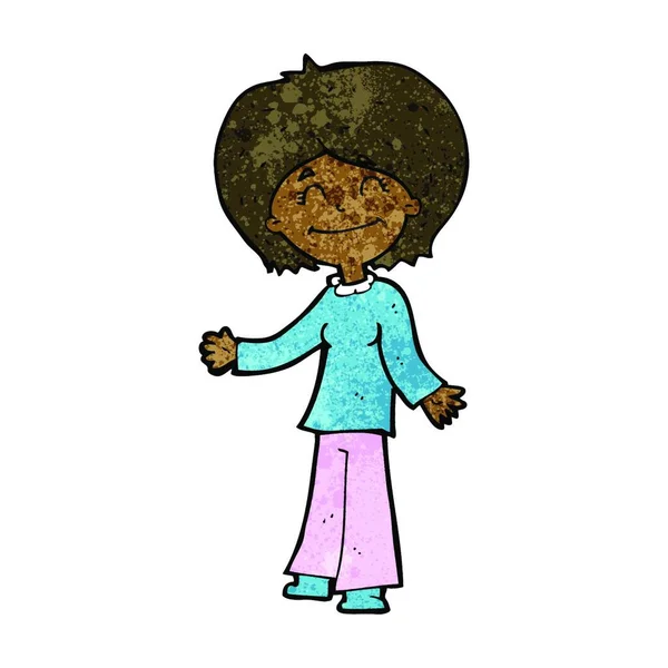 Cartoon Happy Woman Isolated White Background – Stock-vektor