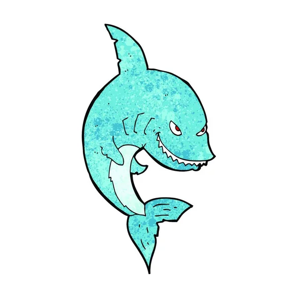 Divertido Tiburón Dibujos Animados Ilustración Sobre Fondo Blanco — Vector de stock