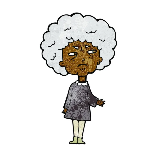 Kreslené Staré Paní Bílém — Stockový vektor