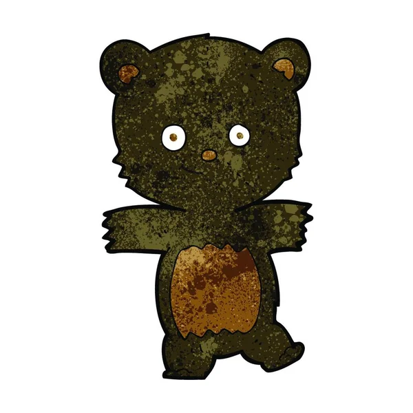 Desenho Animado Bonito Urso Pelúcia Preto —  Vetores de Stock