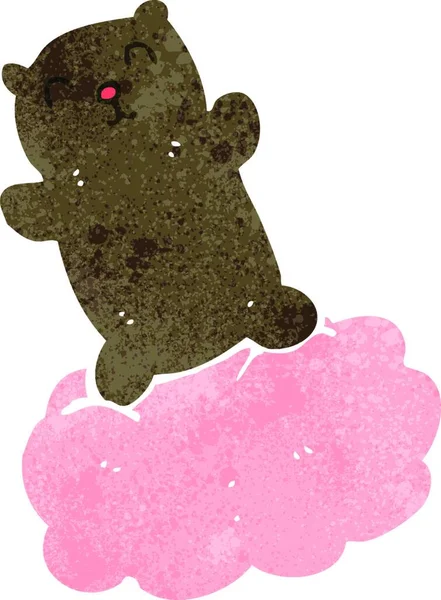 复古卡通玩具熊在云端 — 图库矢量图片