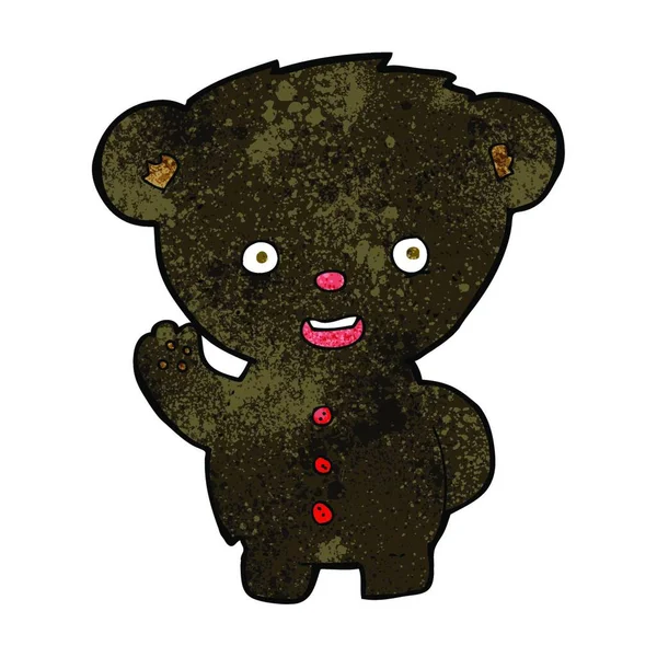Мультяшний Махаючий Чорний Ведмідь Дитина — стоковий вектор