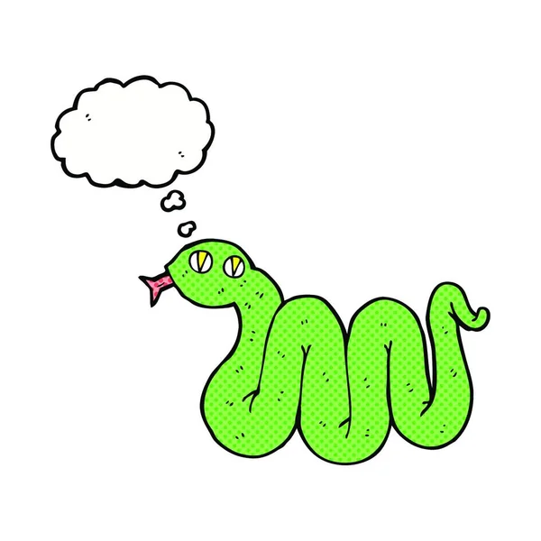 Divertida Serpiente Dibujos Animados Con Burbuja Pensamiento — Vector de stock