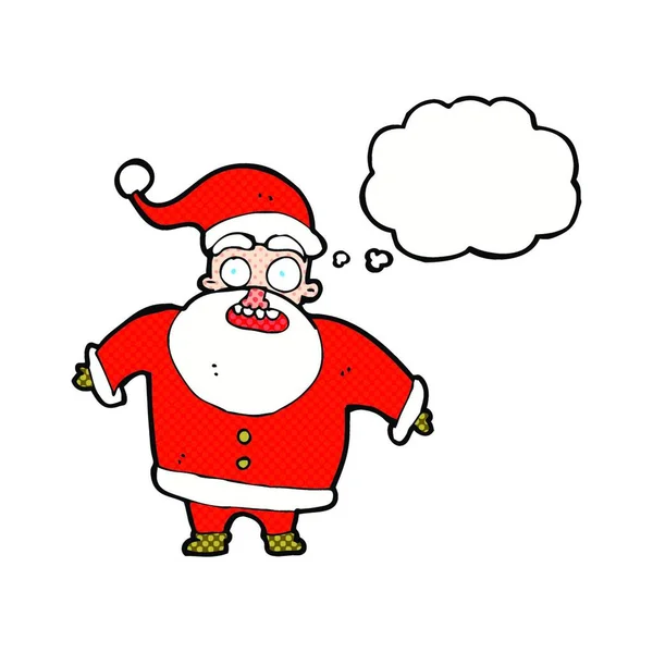 Kreskówka Wstrząsnął Santa Claus Bańki Myślowej — Wektor stockowy
