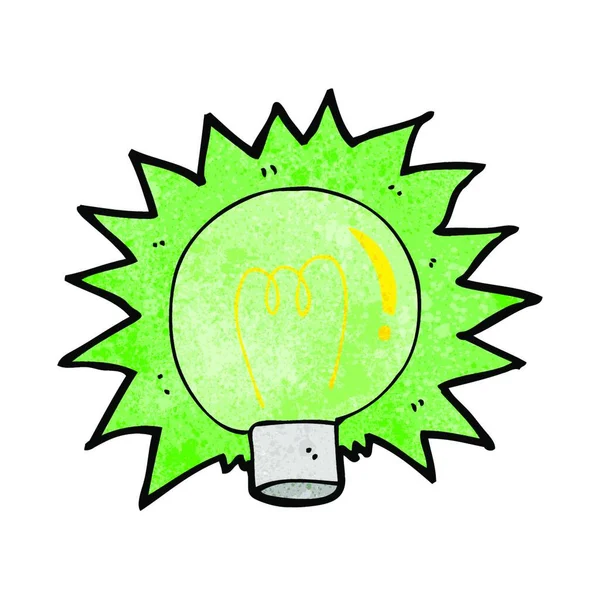 Cartoon Flashing Green Light Bulb — Stock Vector