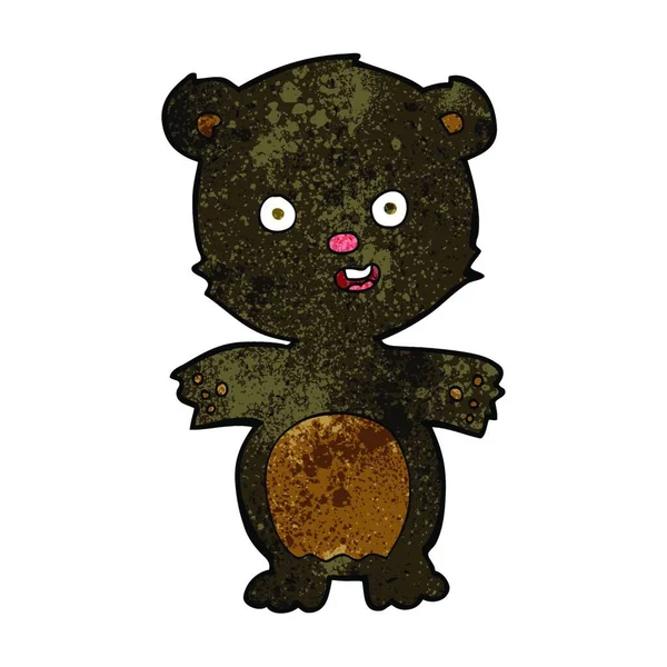 Słodkie Czarny Niedźwiedź Kreskówka — Wektor stockowy