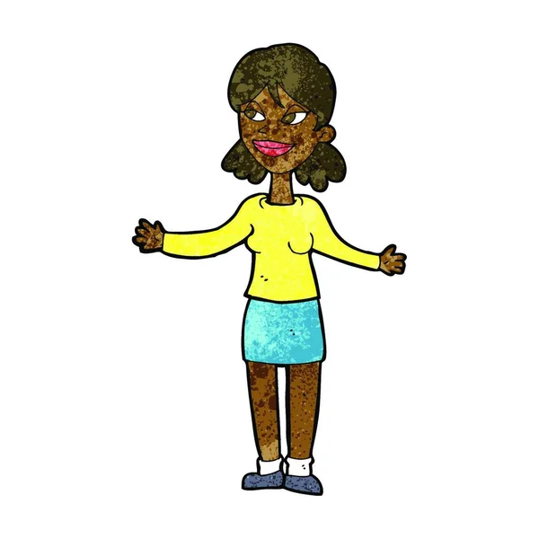 Καρτούν Ευτυχισμένη Γυναίκα Shrugging Ώμους — Διανυσματικό Αρχείο