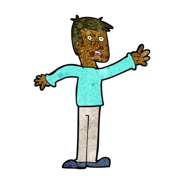 Cartoon Bezorgd Man Bereiken — Stockvector