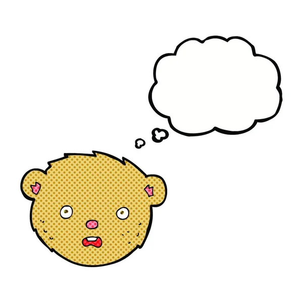 Cara Urso Pelúcia Desenho Animado Com Bolha Pensamento —  Vetores de Stock