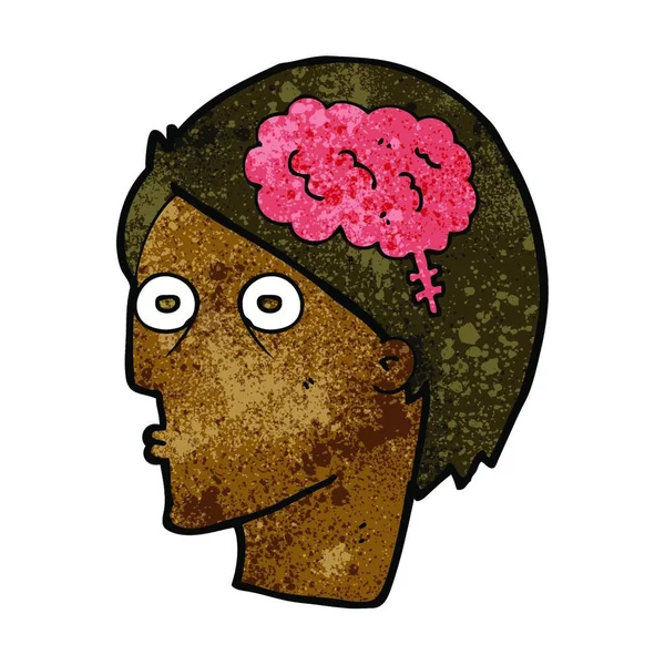 Cartoon Kopf Mit Gehirn Symbol — Stockvektor