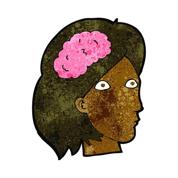 Kreslená Ženská Hlava Symbolem Mozku — Stockový vektor