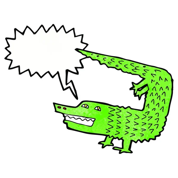 Crocodilo Dos Desenhos Animados Com Bolha Fala —  Vetores de Stock