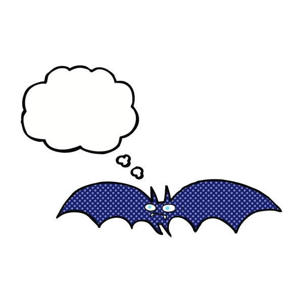 Pipistrello Vampiro Cartone Animato Con Bolla Pensiero — Vettoriale Stock