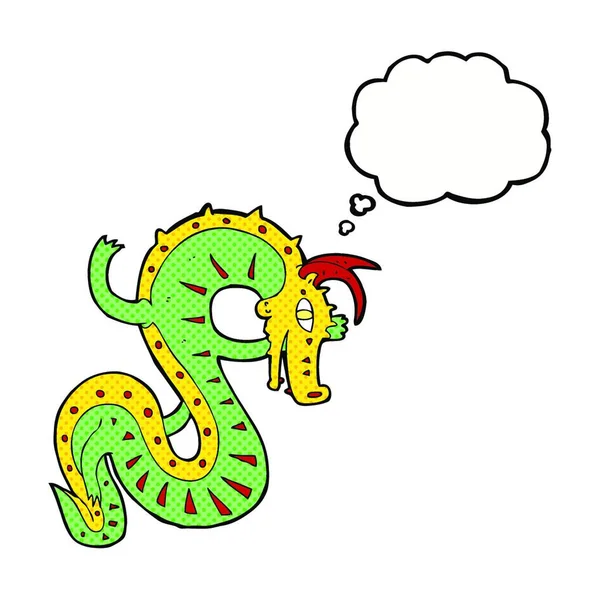 Saxon Dragon Cartoon Thought Bubble — Stock Vector