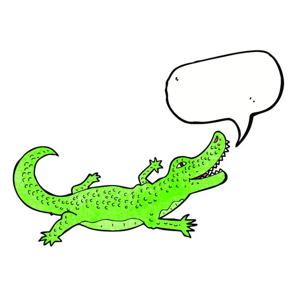Karikatur Krokodil Mit Sprechblase — Stockvektor