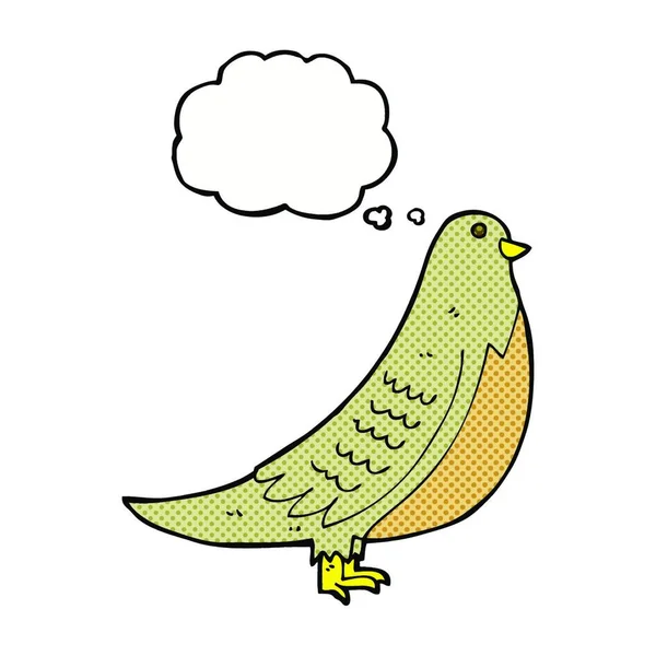 Dibujos Animados Pájaro Común Con Burbuja Pensamiento — Archivo Imágenes Vectoriales