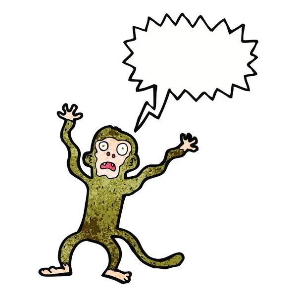 Desenho Animado Assustado Macaco Com Bolha Fala —  Vetores de Stock