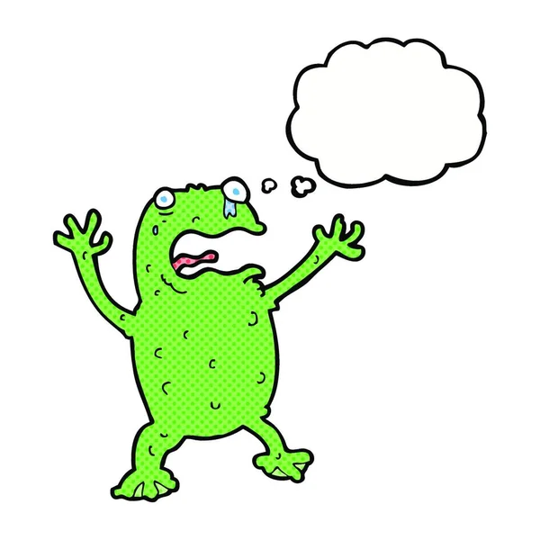 Γελοιογραφία Της Φοβισμένο Βάτραχος Σκέψη Φούσκα — Διανυσματικό Αρχείο