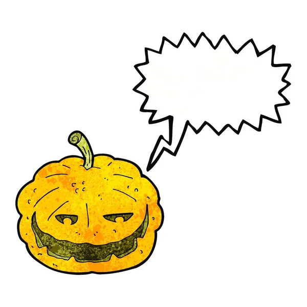 Cartoon Halloween Pumpkin Speech Bubble — Stock Vector