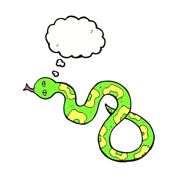 Serpiente Dibujos Animados Con Burbuja Pensamiento — Vector de stock