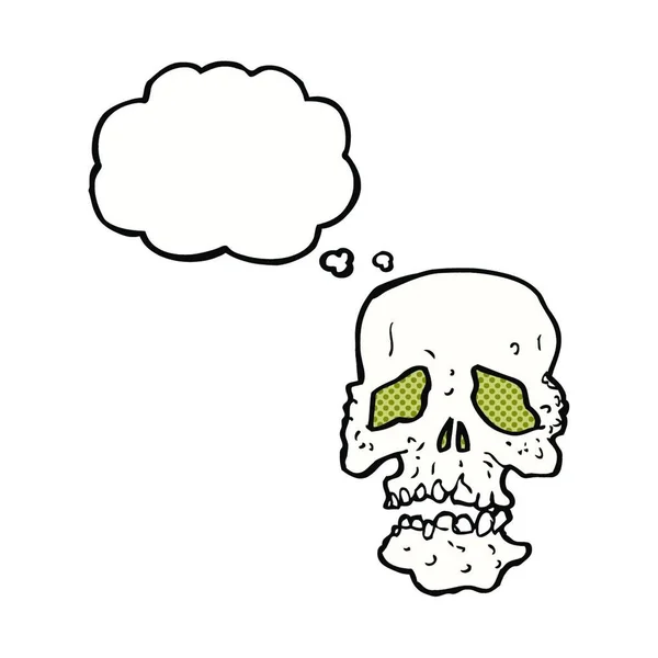 Calavera Dibujos Animados Con Burbuja Pensamiento — Vector de stock