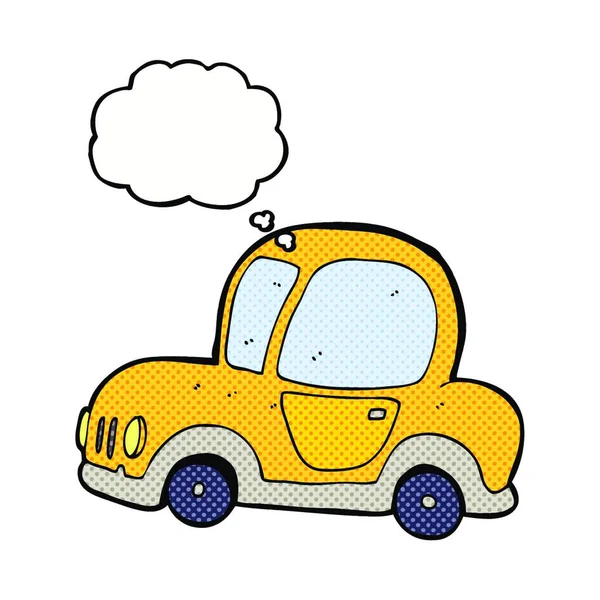 Coche Dibujos Animados Con Burbuja Pensamiento — Vector de stock