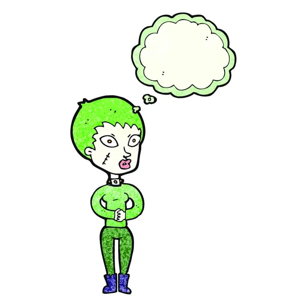 Dibujos Animados Chica Zombie Con Burbuja Habla — Vector de stock