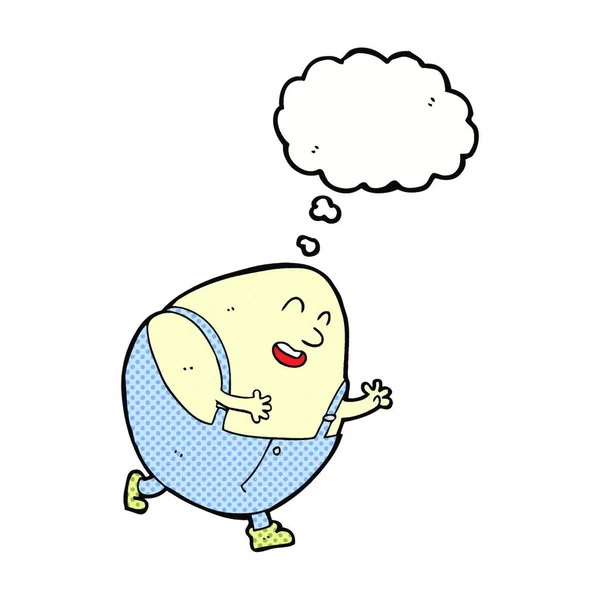 Cartoon Humpty Dumpty Egg Character Thought Bubble — Stock Vector