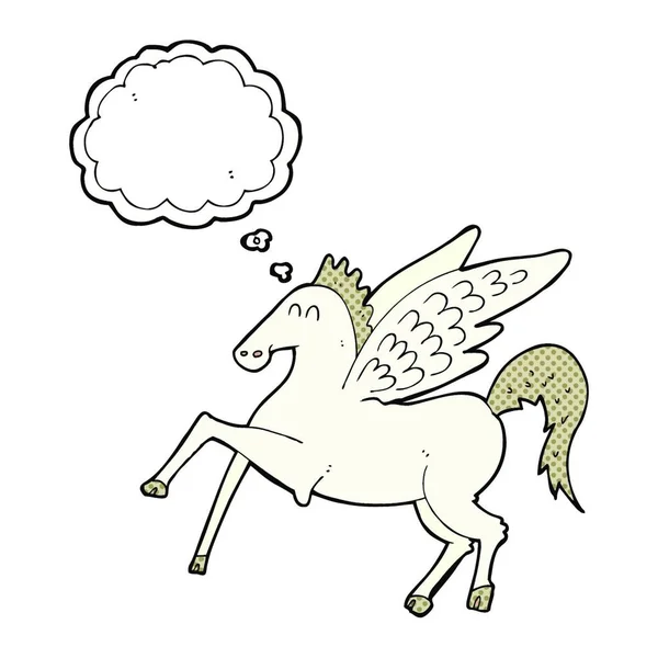 Cartoon Pegasus Thought Bubble — Stock Vector